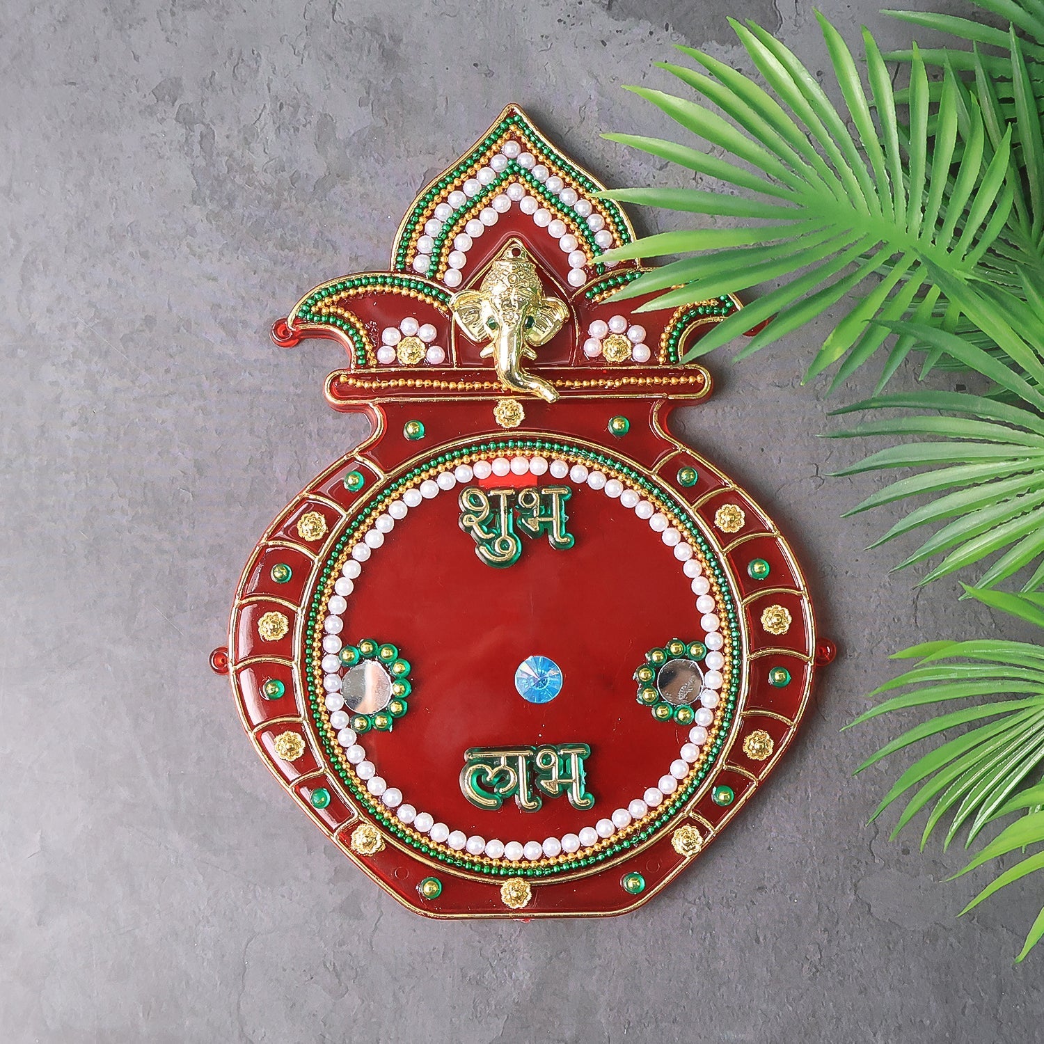 Decorative Kalash Wall Hanging with Shubh Labh (1 Pc) Decorative Kalash Wall Hanging with Shubh Labh (1 Pc)